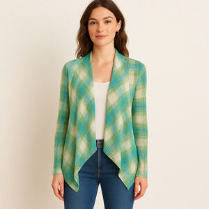 Anthropologie Sparrow Revolution Draped Crosshatch Plaid Cardigan - Size Small